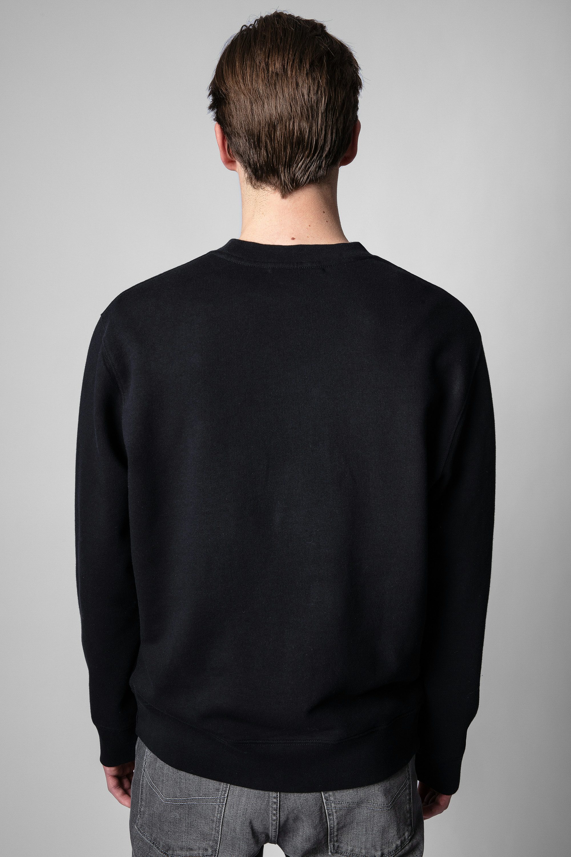 Felpa Simba Blason - Felpa da uomo in cotone nero con stemma stampato